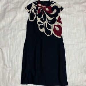 [Nine West] Elegant Black and Red Patterned Dress